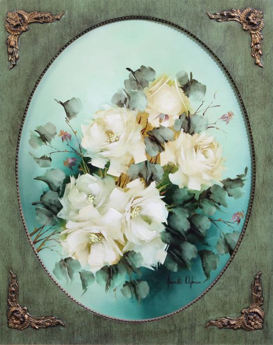 Jeanette Dykman, oil on canvas, Still life flowers(-)